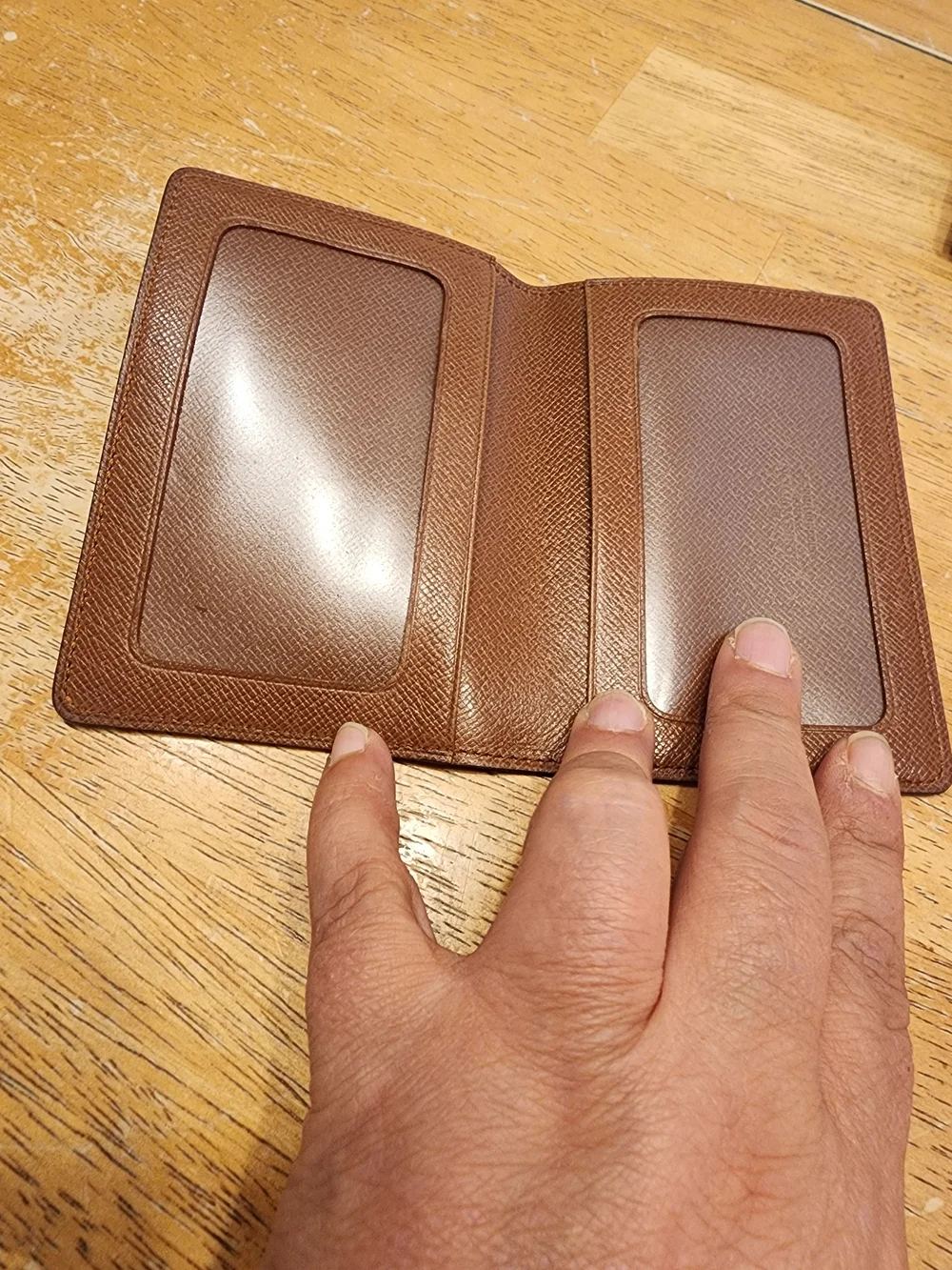 Louis Vuitton Mono Wallet Card Pass Case, designed with a brown monogram canvas